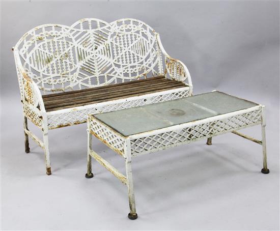 A Bilston Foundries Ltd cast iron garden bench and table